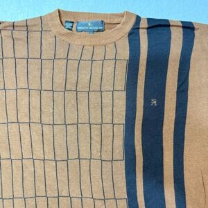 Stacy Adams Mens Geometric Stripe Long Sleeve Sweater Size L